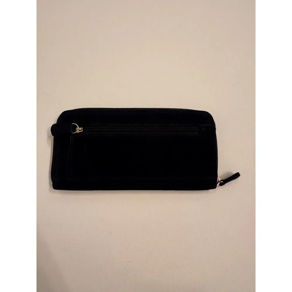 Villager Liz Claiborne Navy Blue Wallet 100% Polyester Zip Around 8x4x1